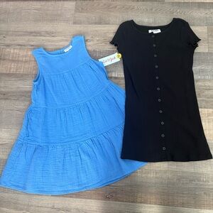BUNDLE | (2) Girls Dresses SZ 6-7 | Blue Cat & Jack (NEW) + Black Old Navy